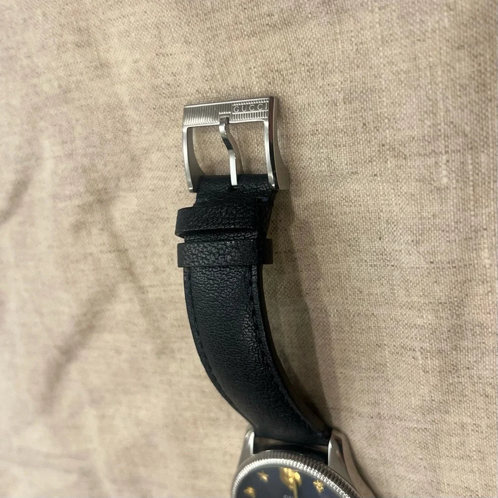 $3950 Gucci G-Timeless 40mm Charm Dial Automatic Watch, Deep Navy Blue